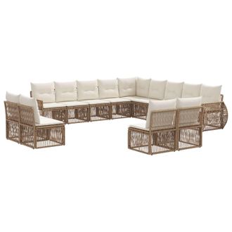 vidaXL Conjunto De Sof&aacute;s De Jard&iacute;n 13 Pcs Beige Y Blanco Crema Vidaxl