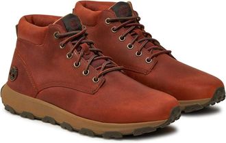 Timberland Winsor Park Mid Lace Sneaker, High Fashion Leather Shoes, Brown Orange, 6.5 UK