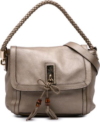 Gucci Pre-owned Womens Bamboo Shoulder Bag Braided Handle - Sage Green Leather - One Size