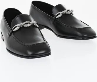 Jimmy Choo London Leather Loafers DIAMOND TILDA With Chain Detail size 37,5