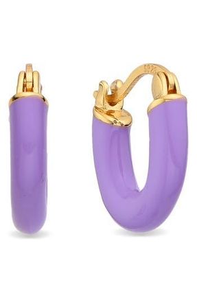 Eye Candy Los Angeles Gabrielle Enamel Huggie Hoop Earrings in Gold at Nordstrom Rack