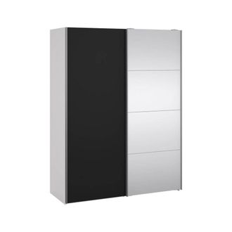 Dmora Dmora - Armario 2 Puertas Seraphine, Muebles De Dormitorio, Vestidor, Armario De Ropa, 150x61 H200 Cm, Blanco Y Negro