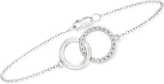 Ross-Simons Pave Diamond Double-Hoop Bracelet in Sterling Silver