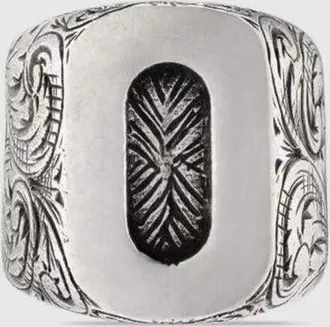 Gucci Mens Letters Sterling Silver Fashion Ring, Letter O, Size 6.75