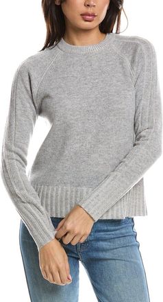 Fort&eacute; Cashmere Plaited Rib Trim Crewneck 100% Cashmere Sweater