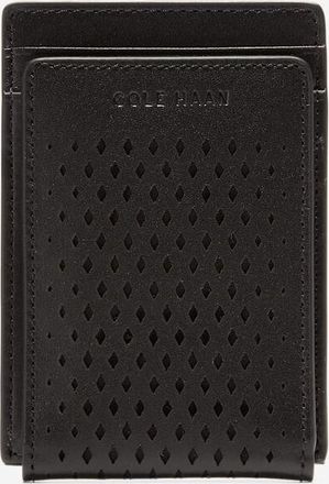 Cole Haan Mens Washington Perforated Card Case - Black