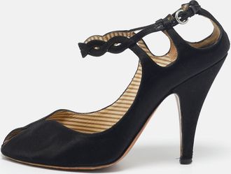 Moschino Black Satin Ankle Strap Sandals