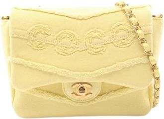 Chanel Pre-owned Vintage Denim Shoulder Bag - Dames - Vintage Schoudertas - Geel - ONE Size - Denim - Vintage