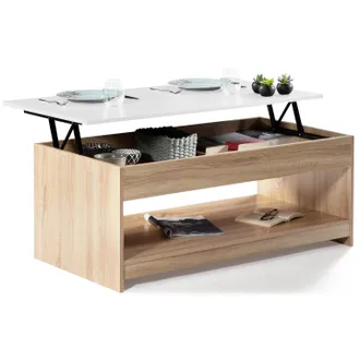 IDMarket Tavolino Con Piano Sollevabile Soa Wood Imitazione Faggio Bianco