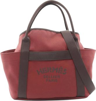 Herm&egrave;s 2023 Toile Sac de Pansage Grooming Bag satchel - Red