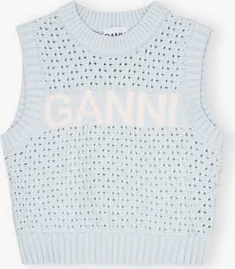 Ganni Blue Pointelle Vest