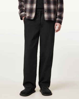 AllSaints Mens Cotton Hanbury Straight Fit Trousers, Size: XL