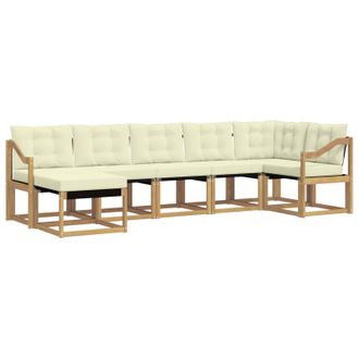 vidaXL Conjunto De Sof&aacute;s De Exterior Con Coj&iacute;n 7 Pcs Blanco Y Crema Vidaxl