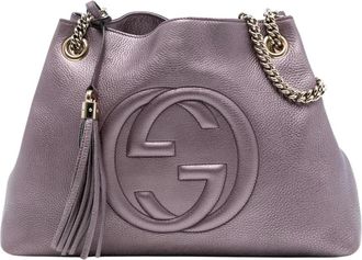 Gucci Pre-owned Shoulder Bags, female, Purple, Size: ONE SIZE Pre-owned Leather Shoulder Bag