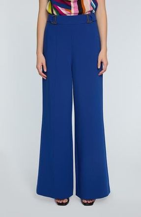Elie Tahari The Inez Buckle Detail Wide Leg Pants in Daphne Blue at Nordstrom Rack, Size 12