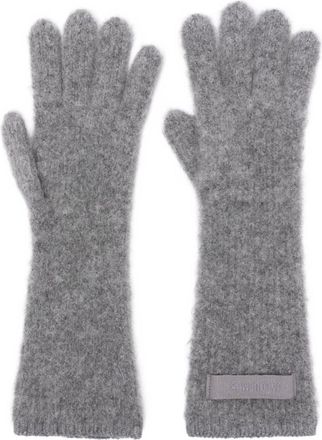 Jacquemus Grey Long Textured Ribbed-Knit Gloves