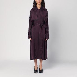 Victoria Beckham Womens Eggplant Colour Single-breasted Trench Coat - Purple - Size EU 38 (Womens)