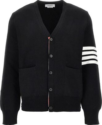 Thom Browne Katoenen cr&ecirc;pe vest met V-hals - Heren - Truien - Zwart - Maat: L Katoen