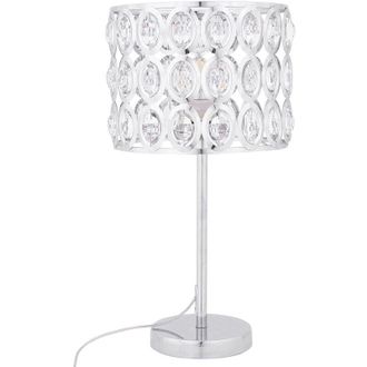 Beliani Beliani - Modern Glam Table Lamp Silver Drum Shade Rhinestones Crystals Chromed Tenna