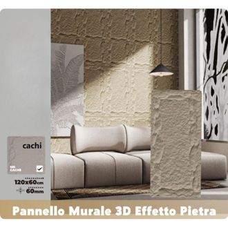 Trade Shop TrAdE Shop Traesio - Pannello Murale 3d Effetto Pietra Cachi 120x60 Cm Rivestimento Parete