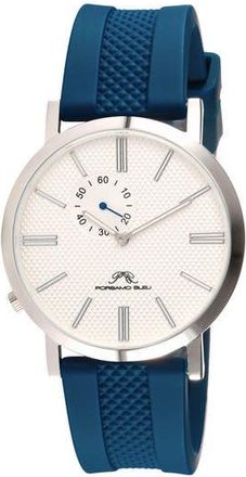 Porsamo Bleu Bennett Silicone Strap Watch, 40mm in Blue And White at Nordstrom Rack
