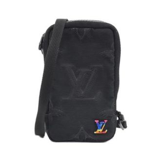 Louis Vuitton Pre-owned 2054 Double Phone Pouch Nylon Shoulder Bag - Dames - Pre-owned - Zwart - Maat: ONE Size Nylon
