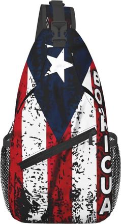 Generic Puerto Rico American Flag Chest Bag Lightweight Crossbody Bag Breathable Sling Backpack For Casual Women Traveling