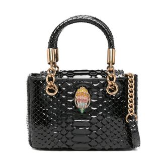 Kurt Geiger Handbags, female, Black, ONE SIZE, Black Snakeskin Chain Detailing Handbag
