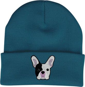 Bang Tidy Clothing French Bulldog Beanie Hat - Dog Lovers Gifts for Women - Winter Hats for Women - Knitted Wooly Ladies Hats - Dog Walking Accessories - Embroidered Fre