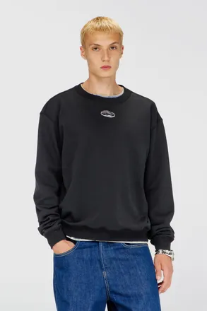 Diesel Regular sweatshirt with metallic Oval D - Sweaters - Man - Black