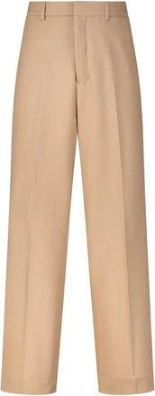 Ami Wollen broek met relaxte pasvorm en plooien - Heren - Wijde Broeken - Bruin - 4XS - Wol - Broeken