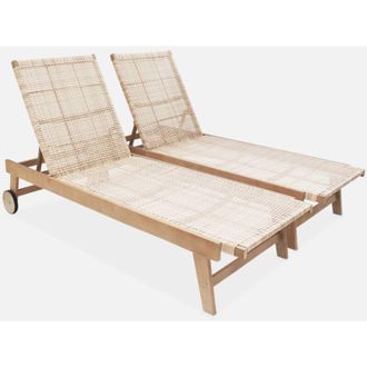 Sweeek Set di 2 lettini reclinabile in legno e resina