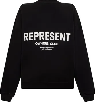 Represent Mens Crew Neck Cotton Sweatshirt Black Sweatshirts Sweater