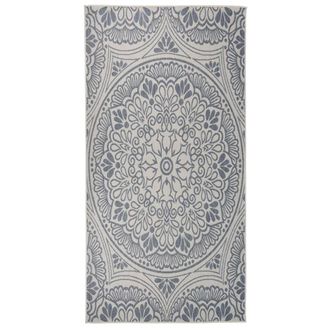 Berkfield Home Outdoor Flatweave Rug 100x200 cm Blue Pattern | Size: 100 cm diameter