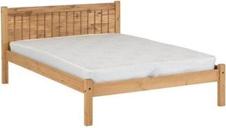 Seconique Seconique - Maya 4 Feet 6 Inches Bed Frame - L198.5 x W145 x H85 cm - Distressed Waxed Pine