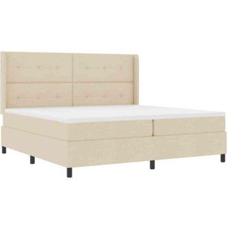 vidaXL Cama Tipo Box Spring Con Coj&iacute;n Manual Crema 200 X 200 Cm Tela Vidaxl