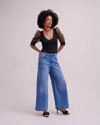 Anne Fontaine Aerial V-Neck Top in Black at Nordstrom, Size 42