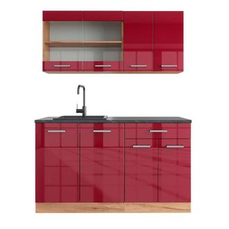 Vicco Cocina Vers&aacute;til R-line, Burdeos Brillo Intenso/roble Dorado, 140 Cm, Et Antracita