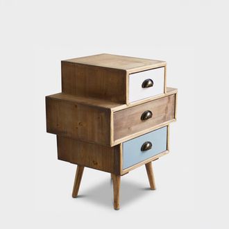 Milani Home Mesita De Noche Shabby Chic De Madera Con 3 Cajones Victoria