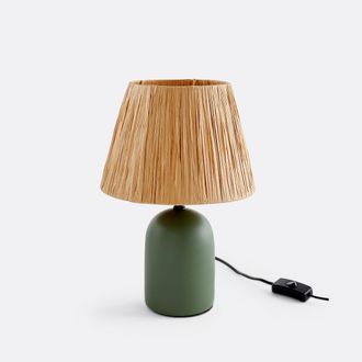 La Redoute Interieurs Lamp in keramiek en raffia, Doblio