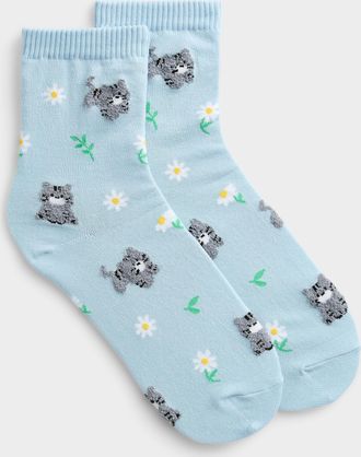 Simons Womens Animal and flower ankle socks