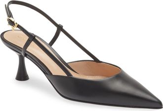 Gianvito Rossi Kitten Heel Slingback Pointed Toe Pump in Black at Nordstrom, Size 41.5