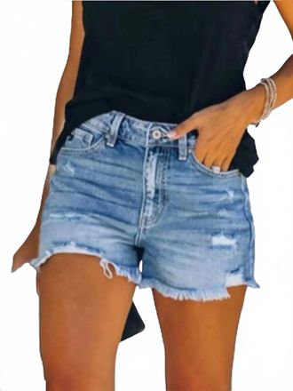 Anna Kaci Womens Distressed Denim Shorts In Blue