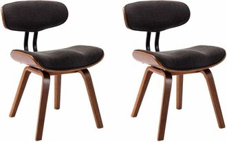 vidaXL Sillas De Comedor 2 Pcs Madera Curva Y Tela Gris