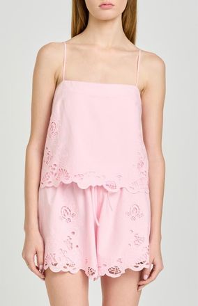 Wayf x Hannah Lovey Porter Lola Embroidered Detail Cotton Camisole (Nordstrom Exclusive) in Light Pink at Nordstrom, Size X-Large