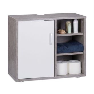 Relaxdays Relaxdays - Mueble Lavabo Con Pie Y 3 Compartimentos, Dm, Gris, 51 X 60 X 32 Cm