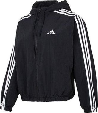 adidas (WMNS) adidas Essentials 3-Stripes Woven Windbreaker Asia Sizing Black White HT3399