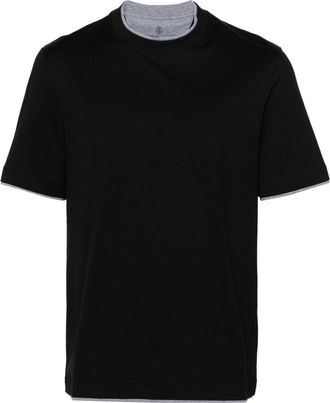 Brunello Cucinelli layered cotton T-shirt - men - Cotton - S - Black