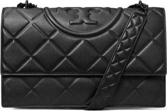 Tory Burch Fleming Convertible Quilted Leather Shoulder Bag in Black/black at Nordstrom