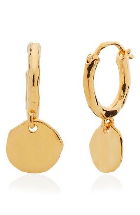 Monica Vinader Siren Muse Mini Coin Drop Huggie Hoop Earrings in Yellow Gold at Nordstrom